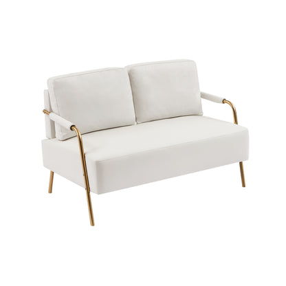 Beige Pet Friendly Fabric Loveseat Sofa with Removable Cushion