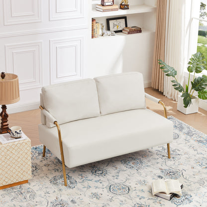 Beige Pet Friendly Fabric Loveseat Sofa with Removable Cushion