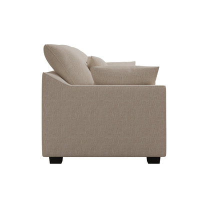 Beige Polyester 3-seater Sofa with Pillows and Wood Legs
