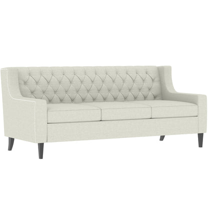 Beige Polyester 3-seater Sofa with Tufted Backrest