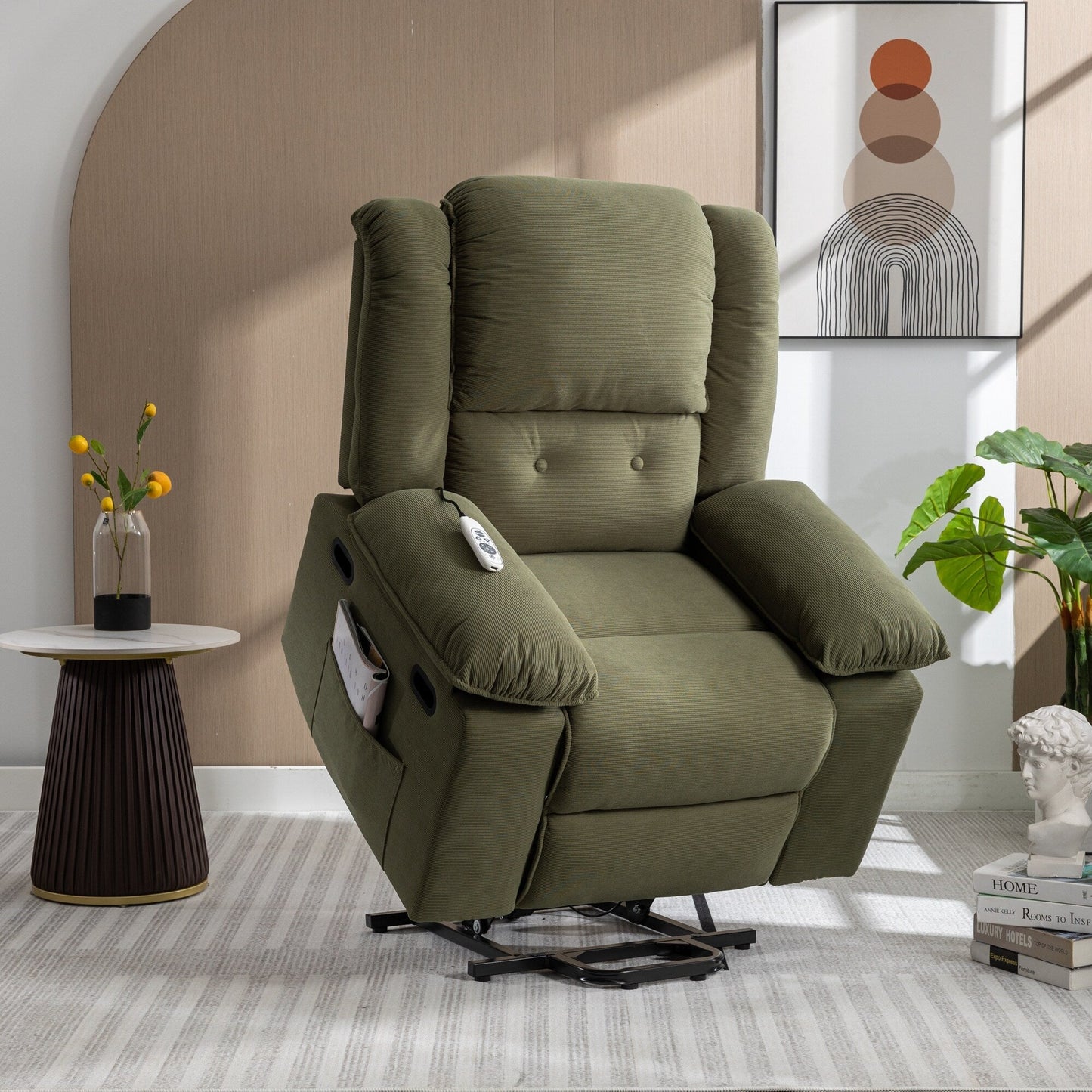Beige Power Lift Recliner Chair for Elderly with Massage, Heating, Adjustable Recline, Side Pockets and Infinite Positions
