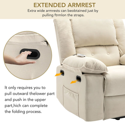 Beige Power Lift Recliner Chair for Elderly with Massage, Heating, Adjustable Recline, Side Pockets and Infinite Positions