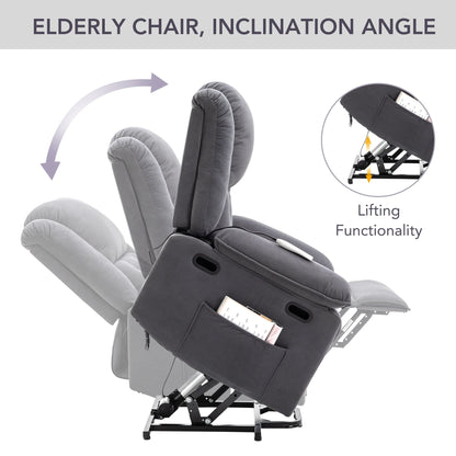 Beige Power Lift Recliner Chair for Elderly with Massage, Heating, Adjustable Recline, Side Pockets and Infinite Positions