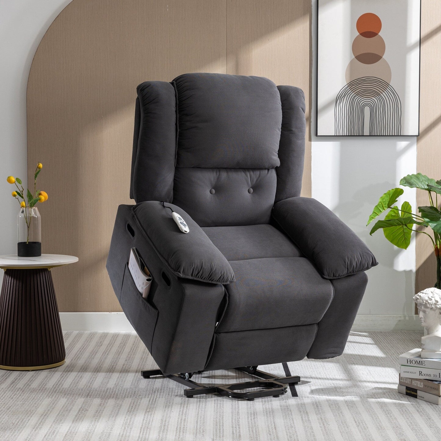 Beige Power Lift Recliner Chair for Elderly with Massage, Heating, Adjustable Recline, Side Pockets and Infinite Positions