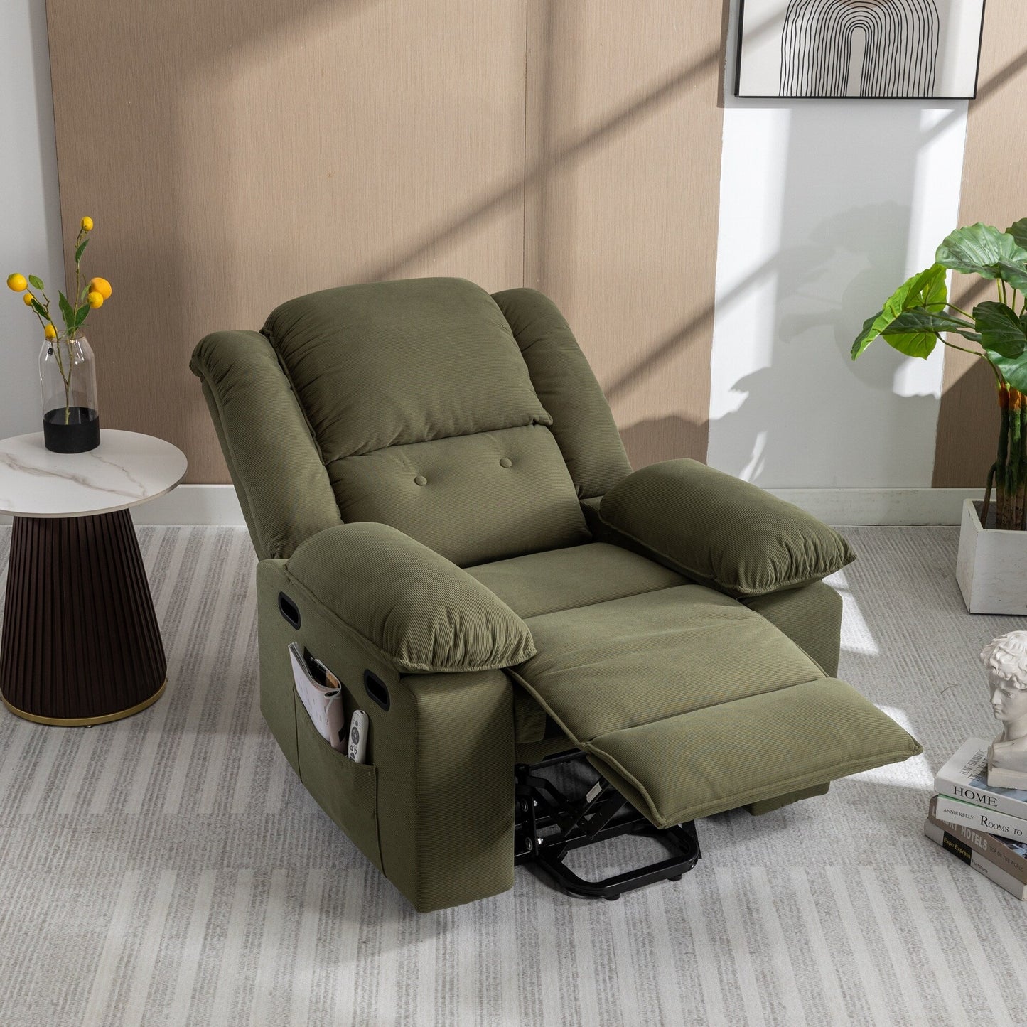 Beige Power Lift Recliner Chair for Elderly with Massage, Heating, Adjustable Recline, Side Pockets and Infinite Positions