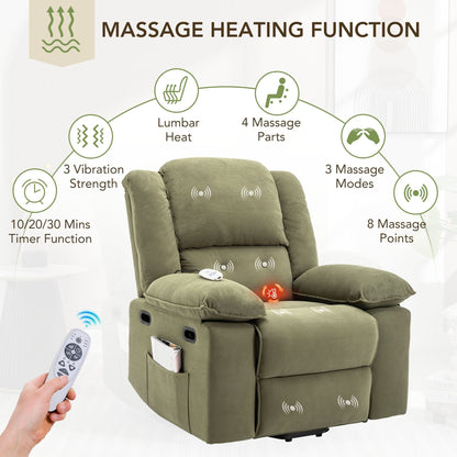 Beige Power Lift Recliner Chair for Elderly with Massage, Heating, Adjustable Recline, Side Pockets and Infinite Positions