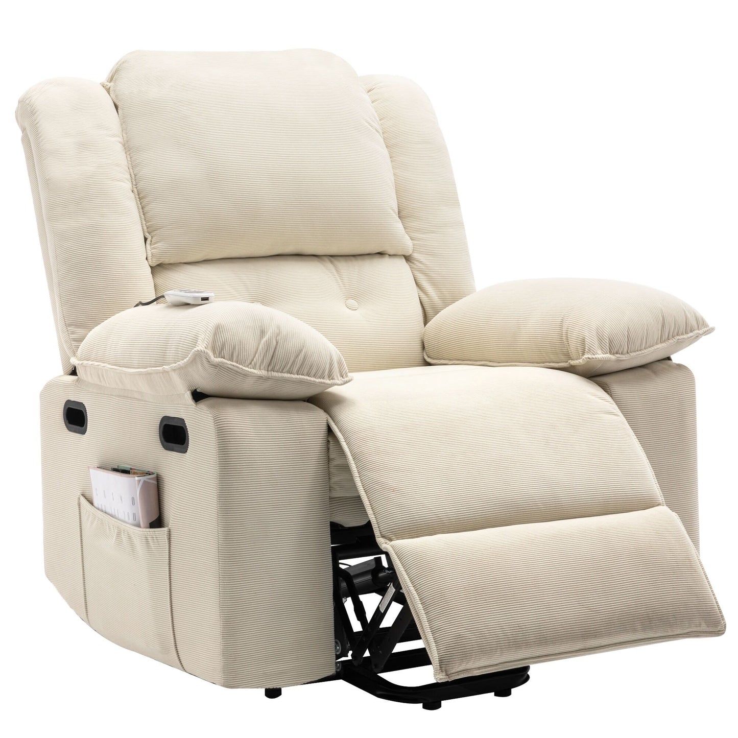 Beige Power Lift Recliner for Seniors with Massage, Heating, Adjustable Recline, Side Pockets, and Infinite Positions