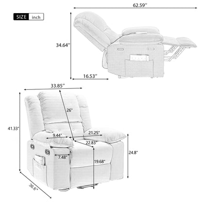 Beige Power Lift Recliner for Seniors with Massage, Heating, Adjustable Recline, Side Pockets, and Infinite Positions