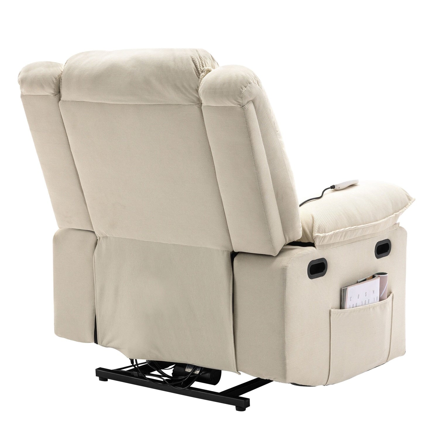 Beige Power Lift Recliner for Seniors with Massage, Heating, Adjustable Recline, Side Pockets, and Infinite Positions
