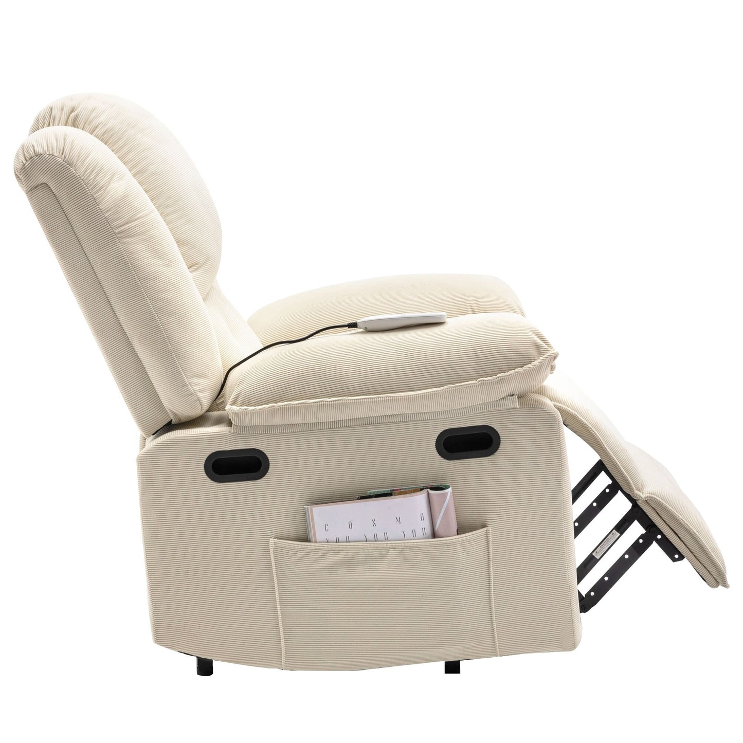 Beige Power Lift Recliner for Seniors with Massage, Heating, Adjustable Recline, Side Pockets, and Infinite Positions