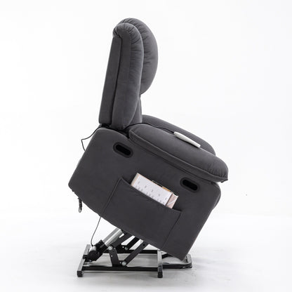 Beige Power Lift Recliner for Seniors with Massage, Heating, Adjustable Recline, Side Pockets, and Infinite Positions