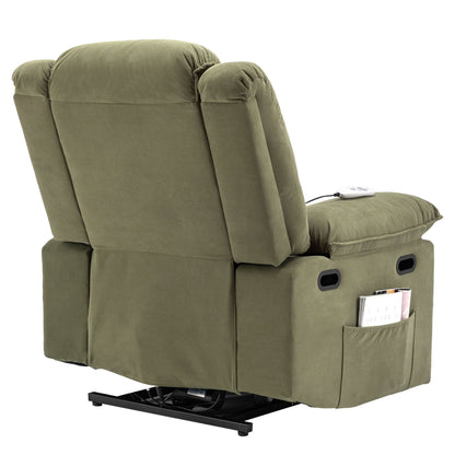 Beige Power Lift Recliner for Seniors with Massage, Heating, Adjustable Recline, Side Pockets, and Infinite Positions