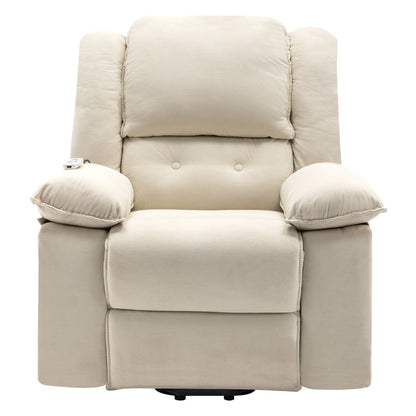 Beige Power Lift Recliner for Seniors with Massage, Heating, Adjustable Recline, Side Pockets, and Unlimited Positions