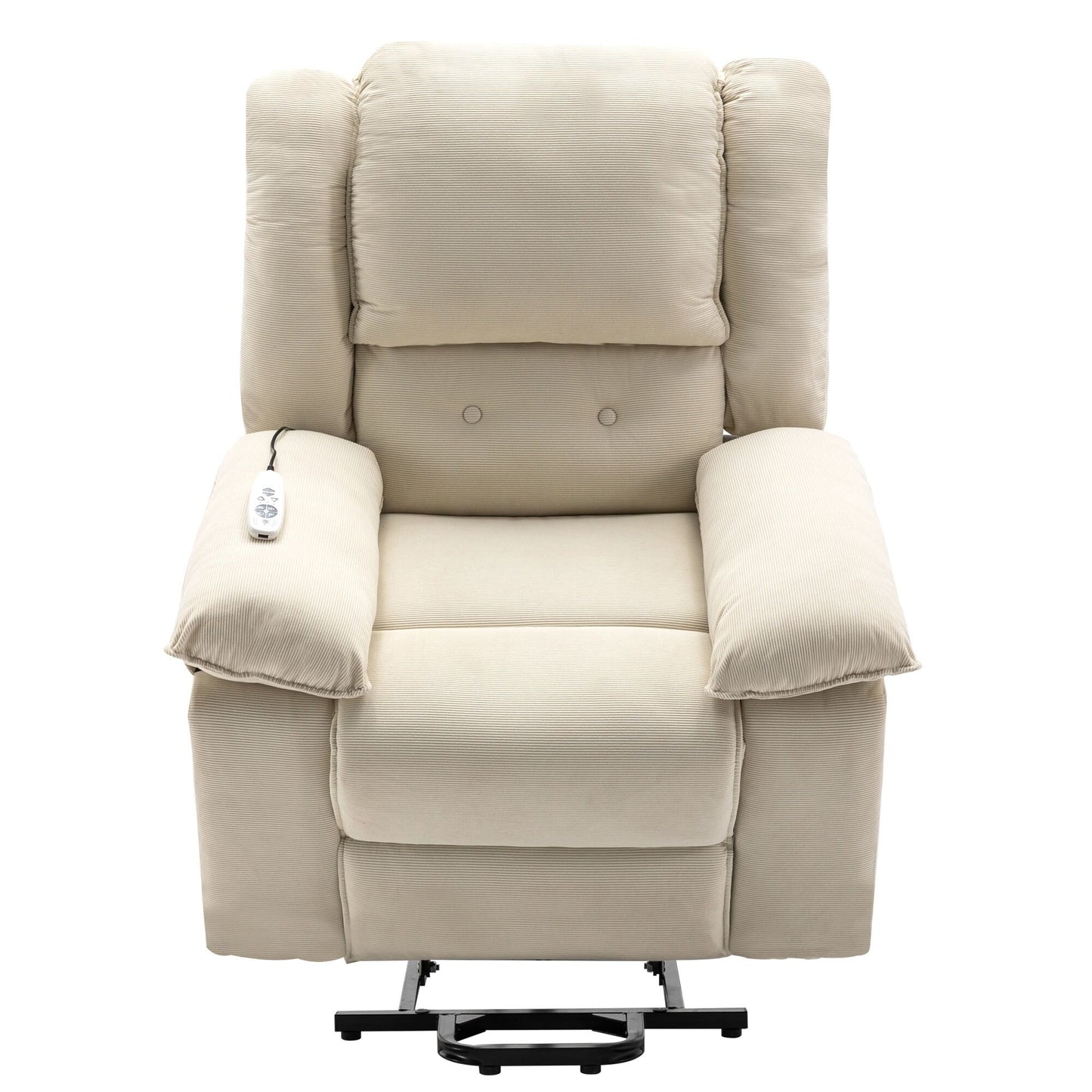Beige Power Lift Recliner for Seniors with Massage, Heating, Adjustable Recline, Side Pockets, and Unlimited Positions