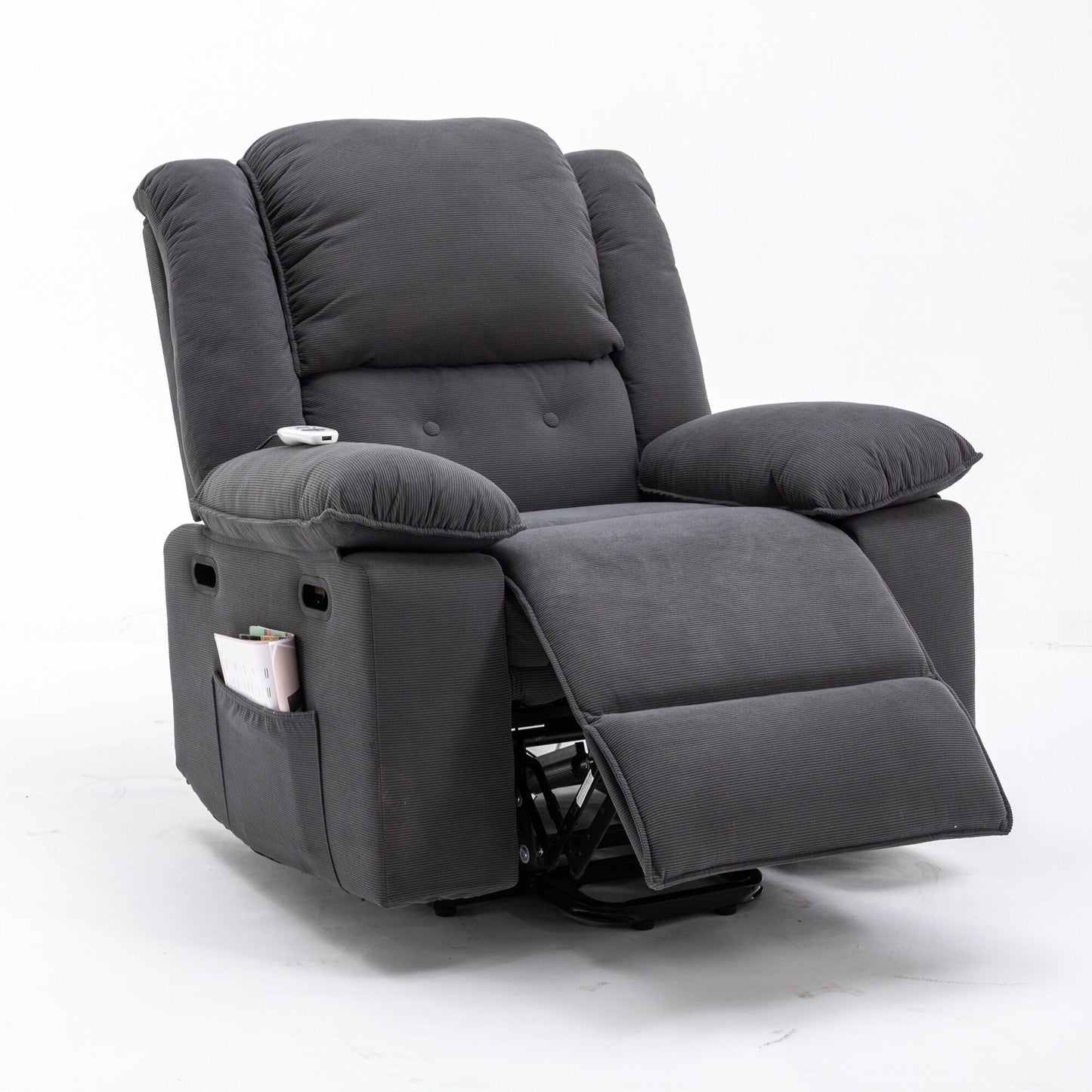Beige Power Lift Recliner with Massage, Heat & Retractable Armrests
