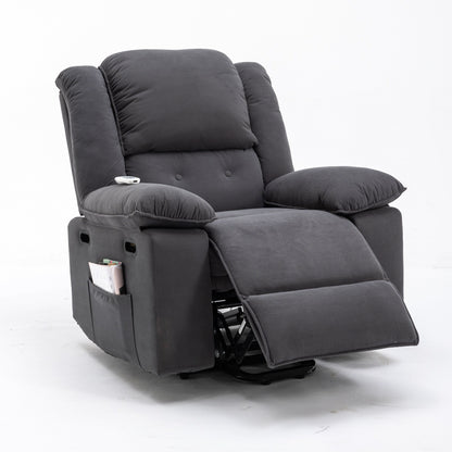Beige Power Lift Recliner with Massage, Heat & Retractable Armrests