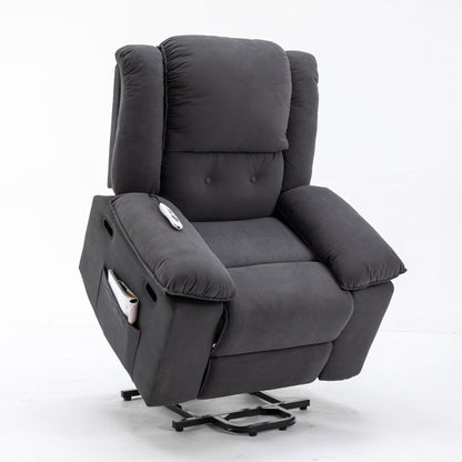 Beige Power Lift Recliner with Massage, Heat & Retractable Armrests