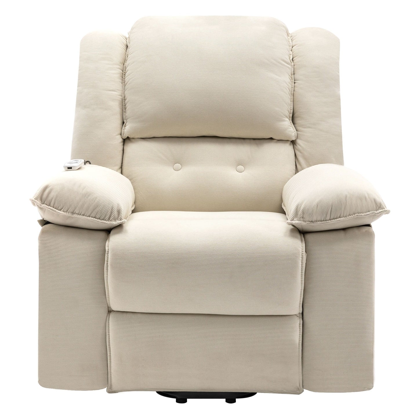 Beige Power Lift Recliner with Massage, Heat & Retractable Armrests