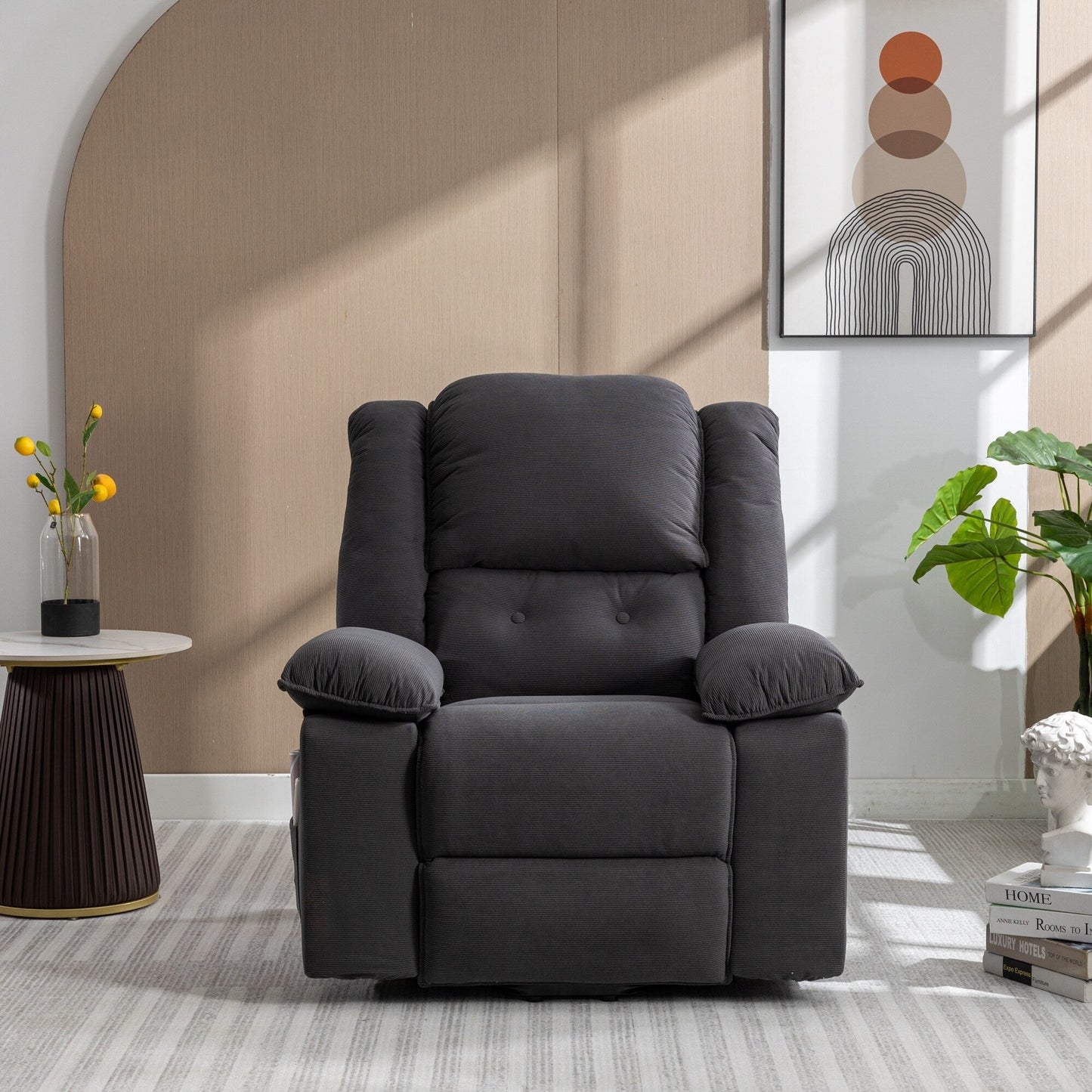 Beige Power Lift Recliner with Massage, Heat, and Adjustable Recline