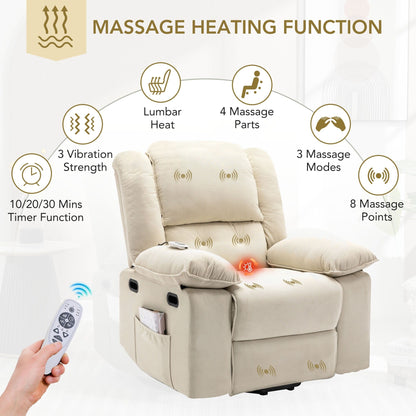 Beige Power Lift Recliner with Massage, Heat, and Adjustable Recline