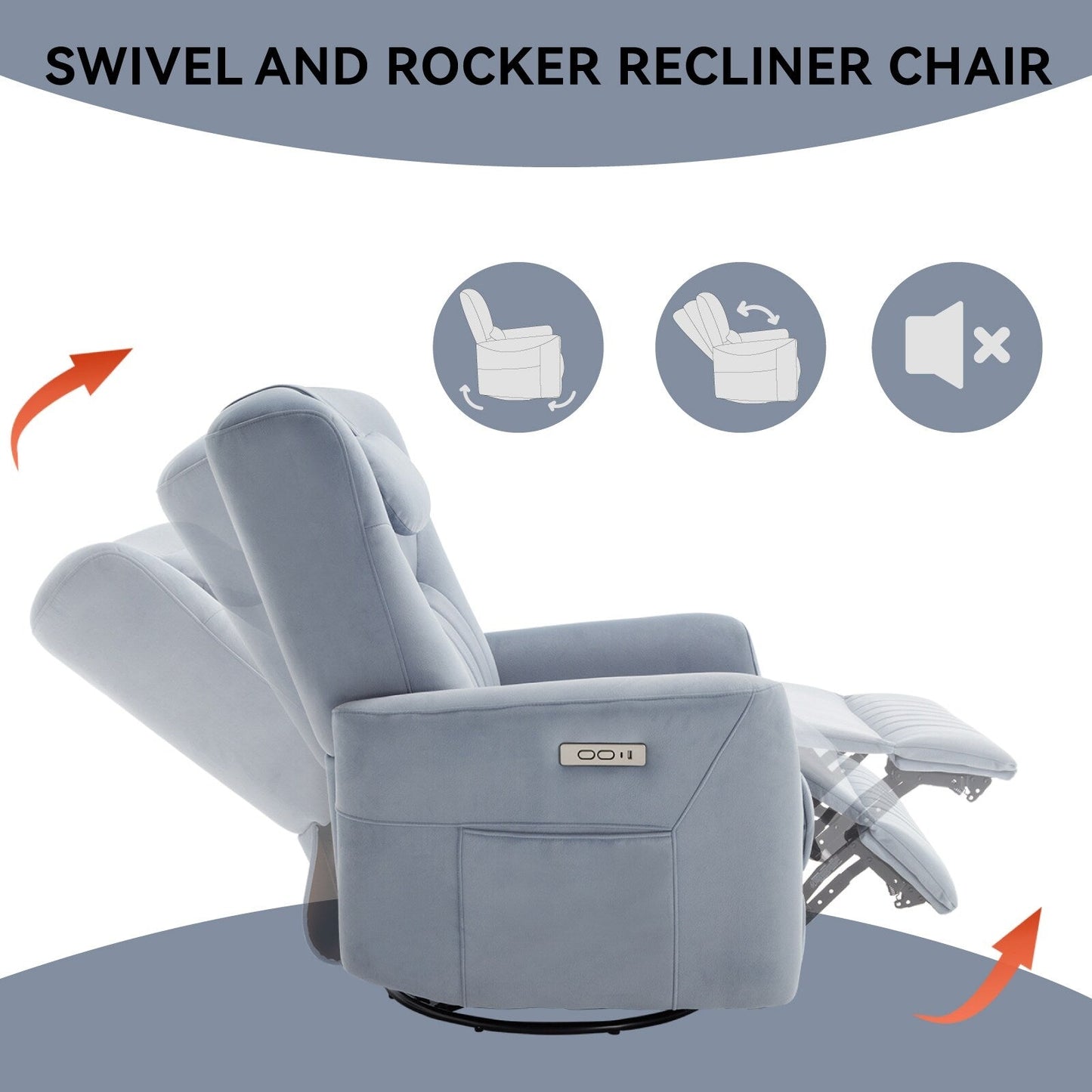 Beige Power Recliner with Swivel, Rocking Motion & Lumbar Pillow