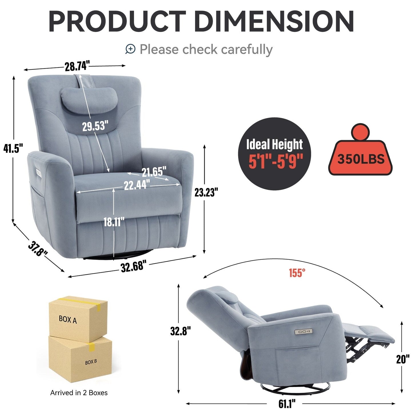 Beige Power Recliner with Swivel, Rocking Motion & Lumbar Pillow