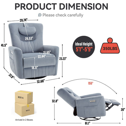 Beige Power Recliner with Swivel, Rocking Motion & Lumbar Pillow