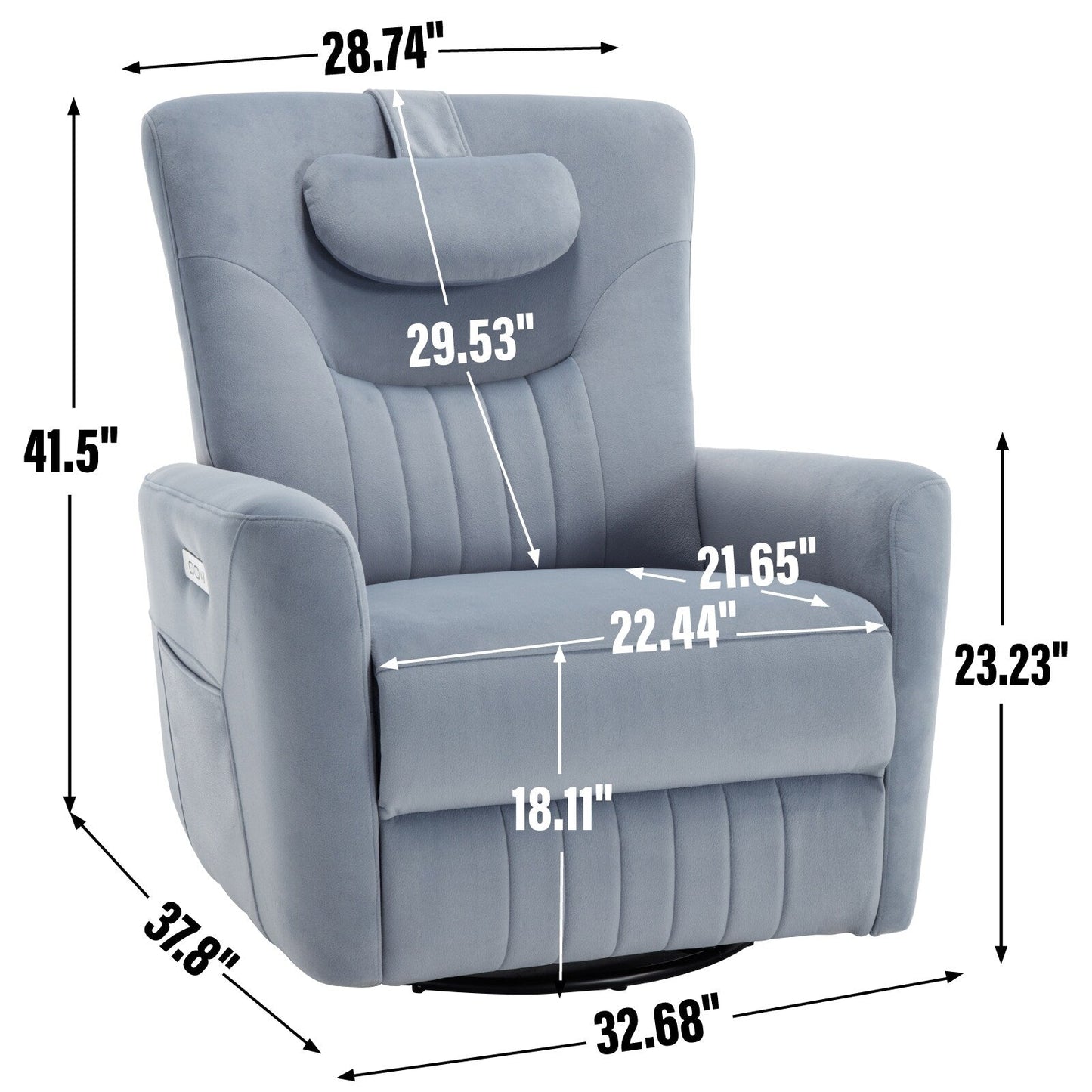 Beige Power Recliner with Swivel, Rocking Motion & Lumbar Pillow