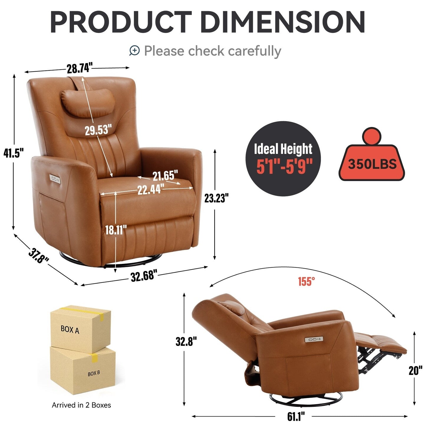 Beige Power Recliner with Swivel, Rocking Motion & Lumbar Pillow