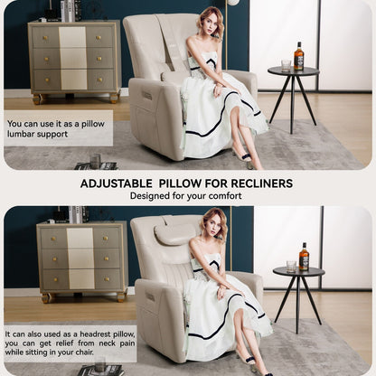 Beige Power Swivel Rocker Recliner with Lumbar Support and USB Ports