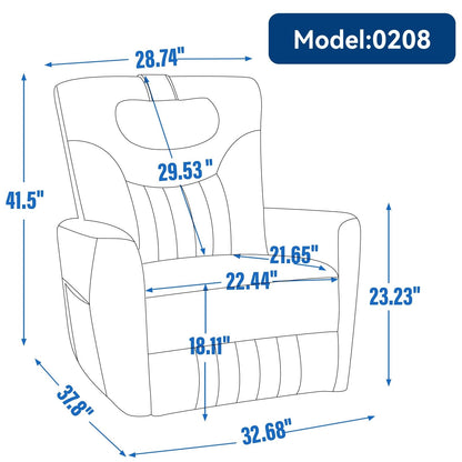 Beige Power Swivel Rocker Recliner with Lumbar Support and USB Ports