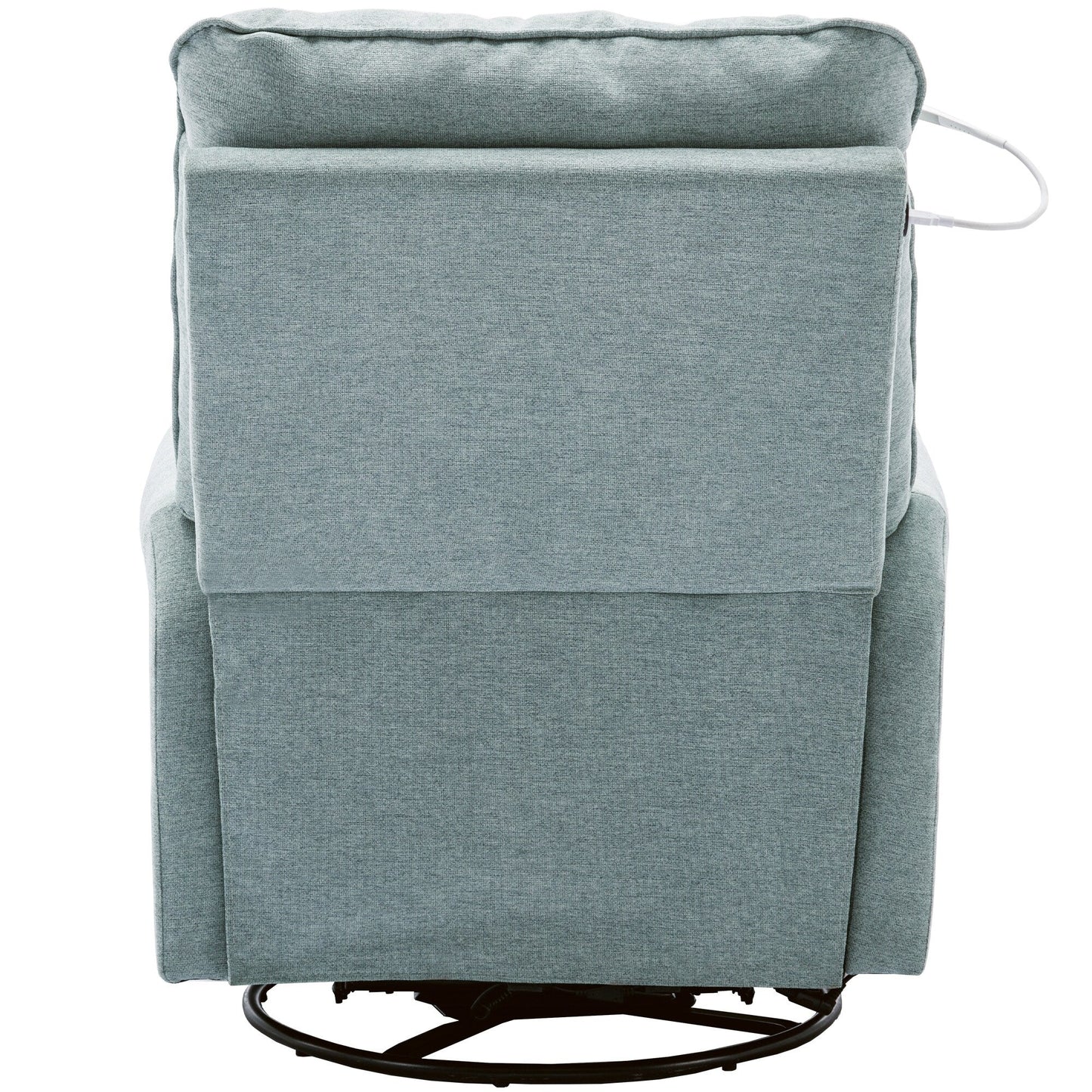 Beige Swivel Recliner with USB Ports & Rocking Base