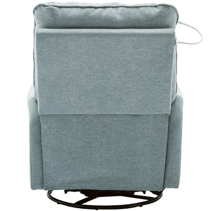 Beige Swivel Recliner with USB Ports & Rocking Base