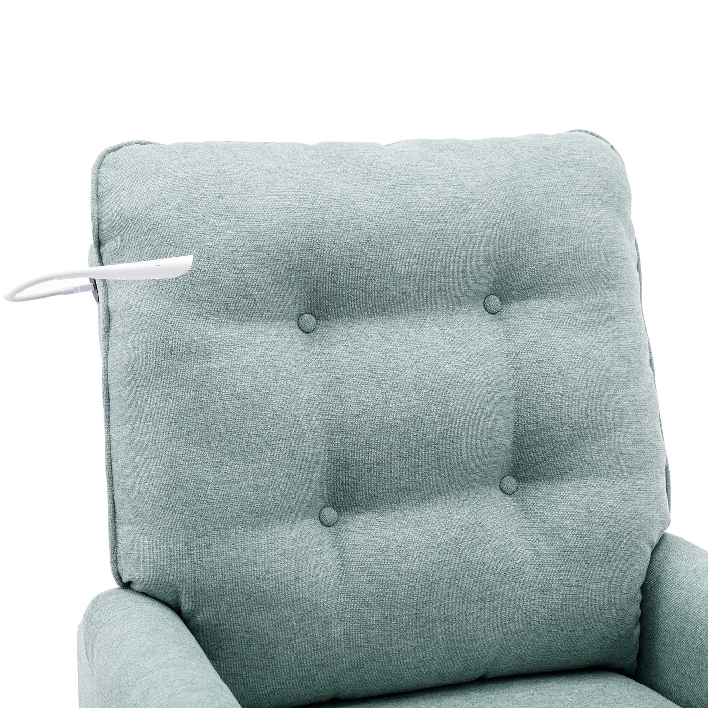 Beige Swivel Recliner with USB Ports & Rocking Base