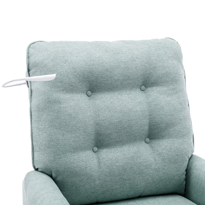 Beige Swivel Recliner with USB Ports & Rocking Base