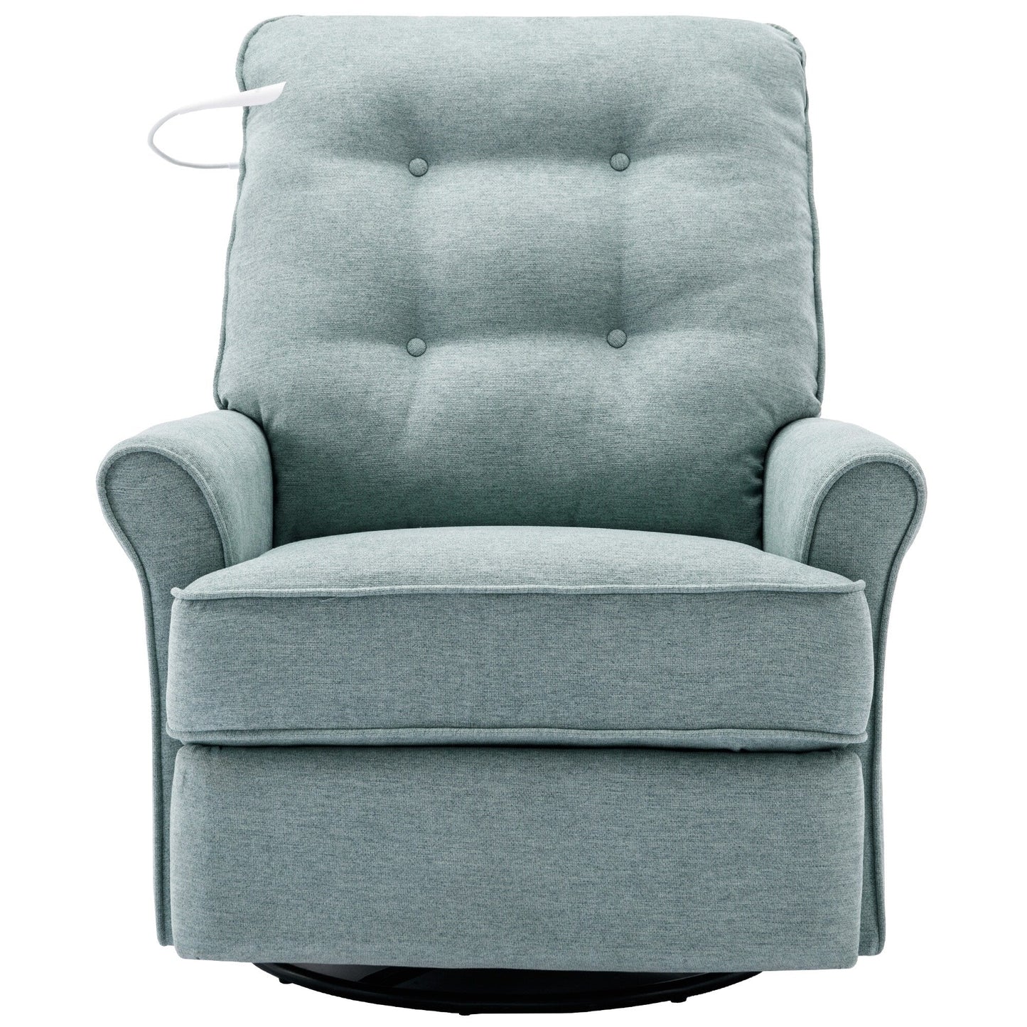 Beige Swivel Recliner with USB Ports & Rocking Base