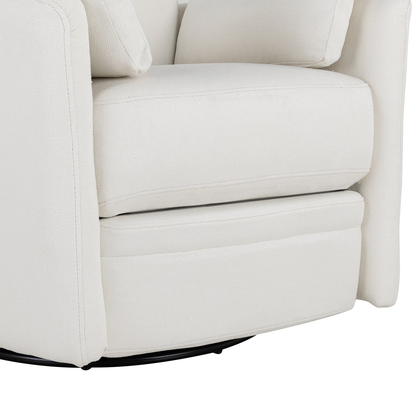 Beige Swivel Rocker Recliner with Manual Adjustment, 360° Rotation, and Two Removable Pillows