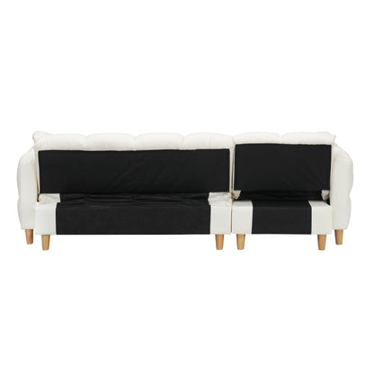 Beige Tech cloth Upholstered 3-seater Sofa Bed with Storage and Drawer