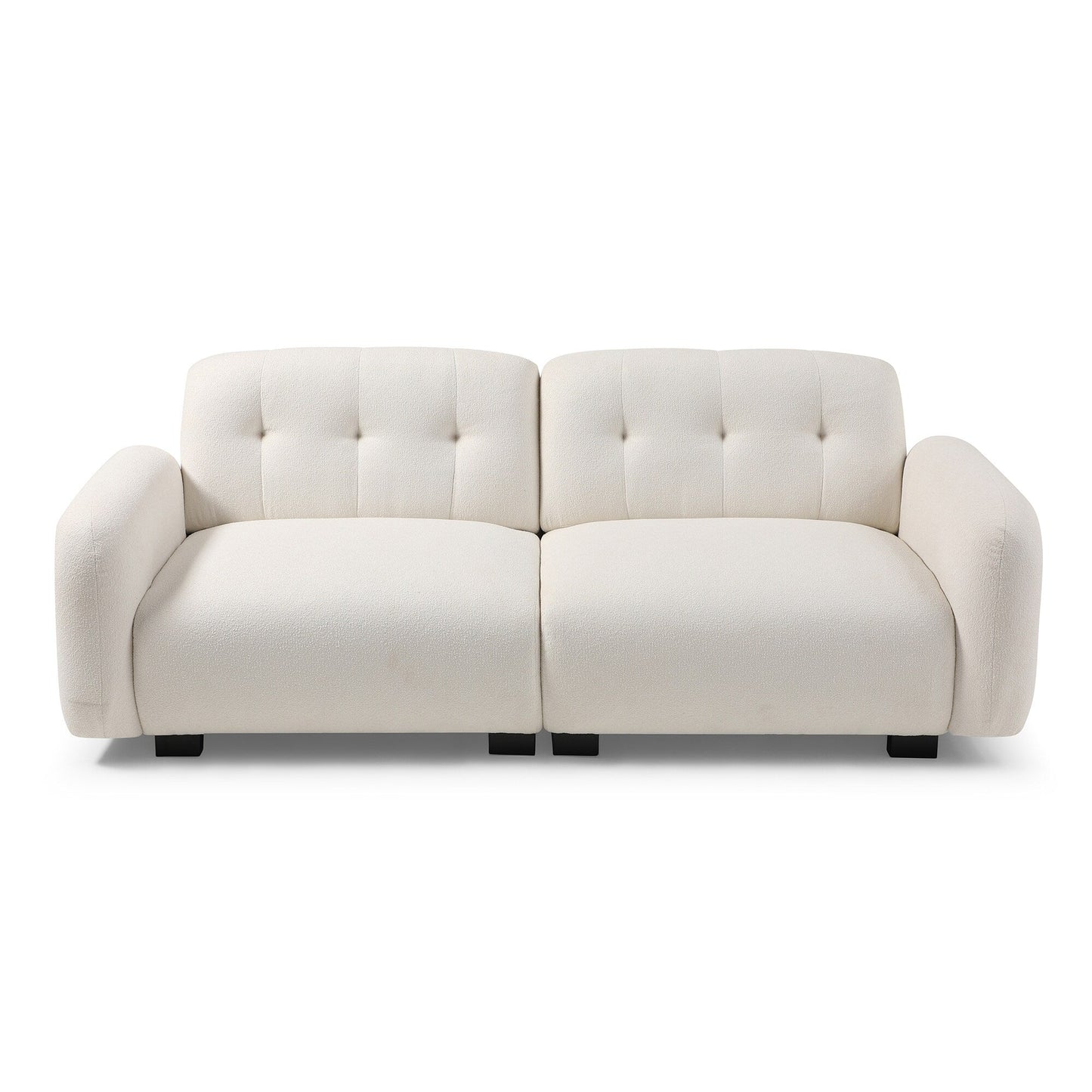Beige Teddy 3-seater Sofa with Wooden Legs
