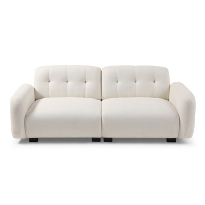 Beige Teddy 3-seater Sofa with Wooden Legs