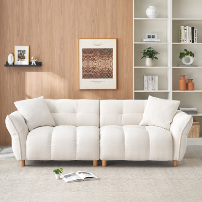 Beige Teddy Upholstered 3-seater Sofa with Matching Pillows