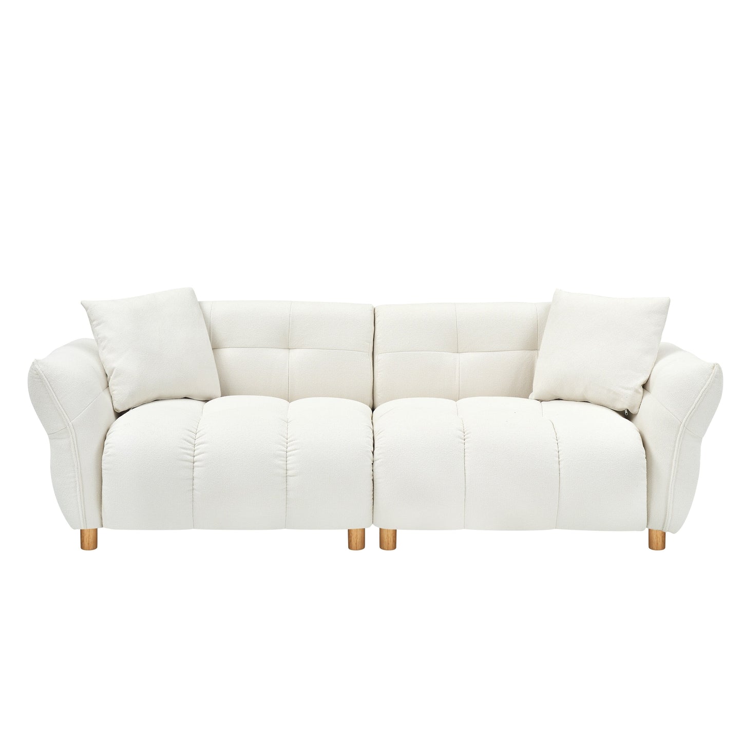 Beige Teddy Upholstered 3-seater Sofa with Matching Pillows