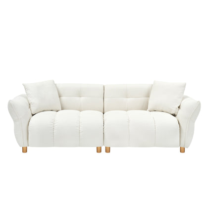 Beige Teddy Upholstered 3-seater Sofa with Matching Pillows