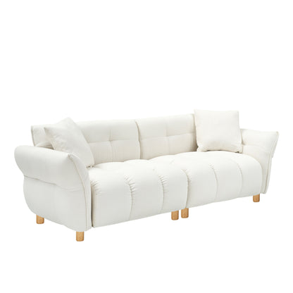 Beige Teddy Upholstered 3-seater Sofa with Matching Pillows