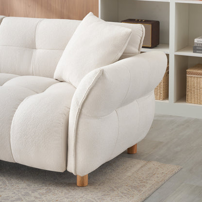 Beige Teddy Upholstered 3-seater Sofa with Matching Pillows