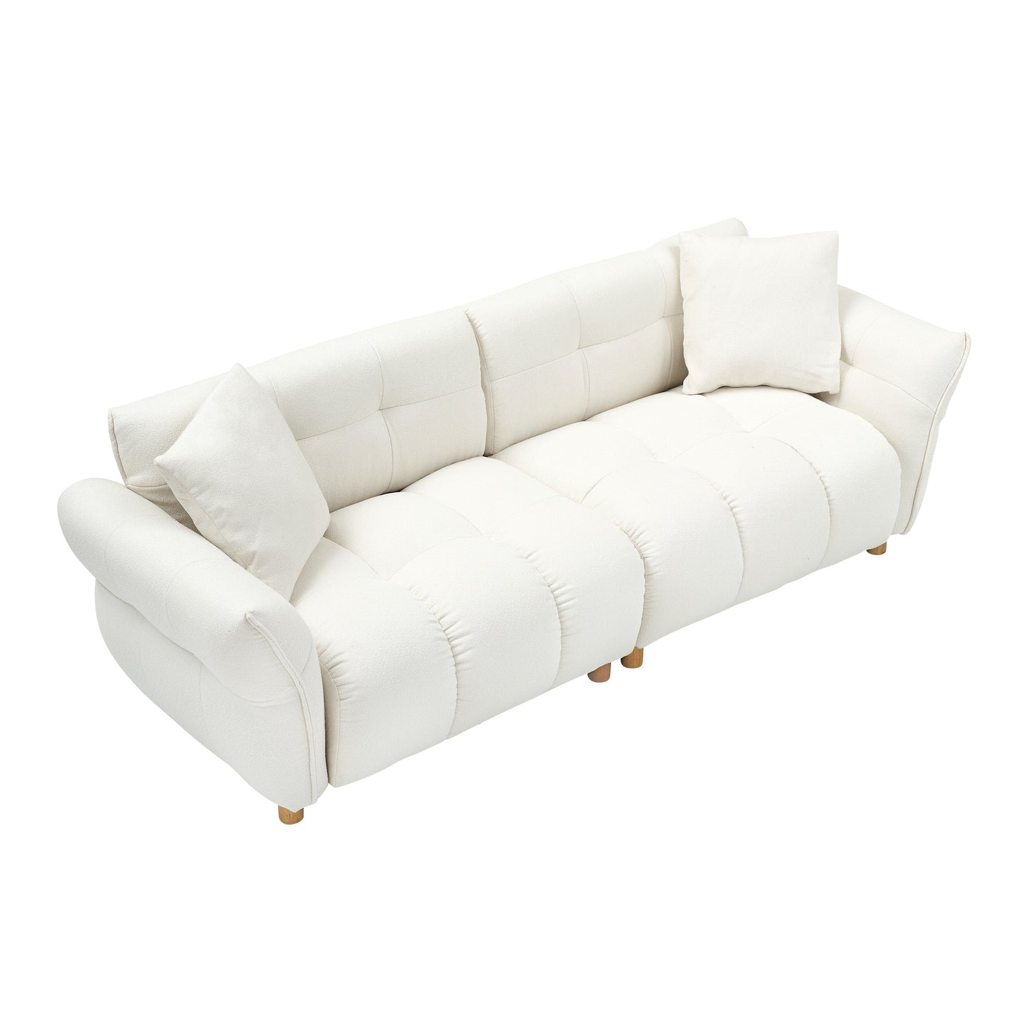 Beige Teddy Upholstered 3-seater Sofa with Matching Pillows