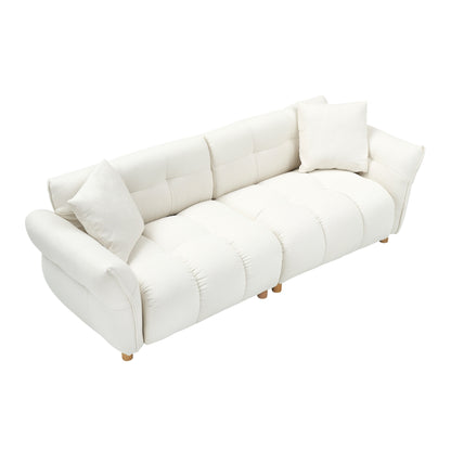 Beige Teddy Upholstered 3-seater Sofa with Matching Pillows