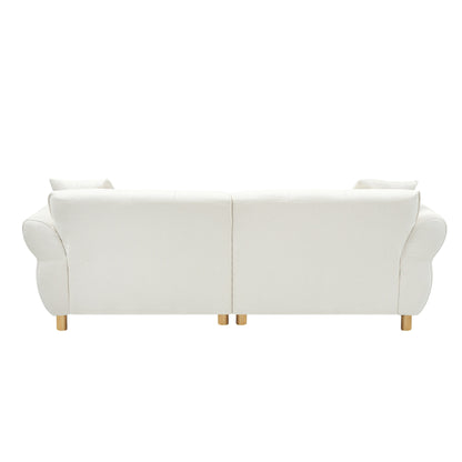 Beige Teddy Upholstered 3-seater Sofa with Matching Pillows