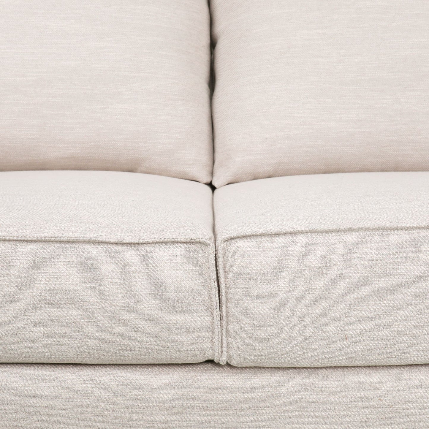 Beige Upholstered 3-seater Sofa with Pillows and Wood Legs
