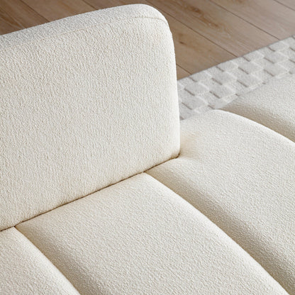 Beige Upholstered Loveseat Bench with Gold Legs